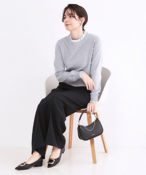 OPAQUE.CLIP / オペーク ドット クリップ ニット・セーター | 襟フリルドッキングニット【洗濯機OK】 | 詳細6