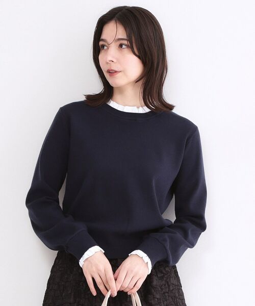 OPAQUE.CLIP / オペーク ドット クリップ ニット・セーター | 襟フリルドッキングニット【洗濯機OK】(ネイビー(094))