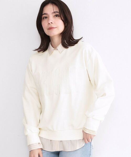 OPAQUE.CLIP / オペーク ドット クリップ カットソー | ロゴ刺繍裏毛トップス【洗濯機OK】（ホワイト(001)）