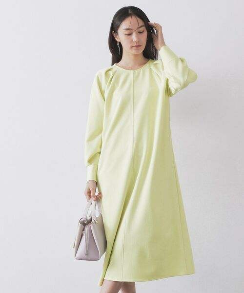 OPAQUE.CLIP / オペーク ドット クリップ ロング・マキシ丈ワンピース | タックデザインAラインワンピース【洗濯機OK】（ライトグリーン(020)）