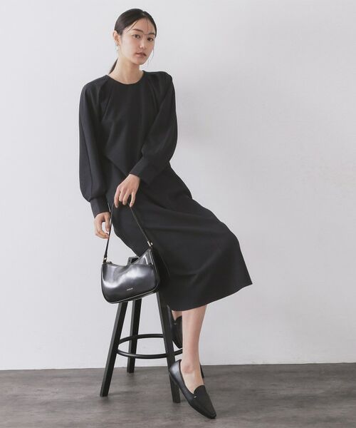 OPAQUE.CLIP / オペーク ドット クリップ ロング・マキシ丈ワンピース | タックデザインAラインワンピース【洗濯機OK】（ネイビー(094)）