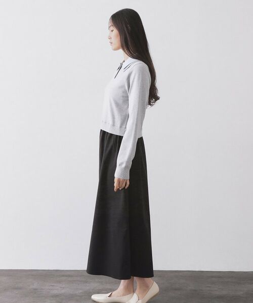 OPAQUE.CLIP / オペーク ドット クリップ ロング・マキシ丈ワンピース | ダブルポロ衿ニットドッキングワンピース【洗濯機OK】 | 詳細10