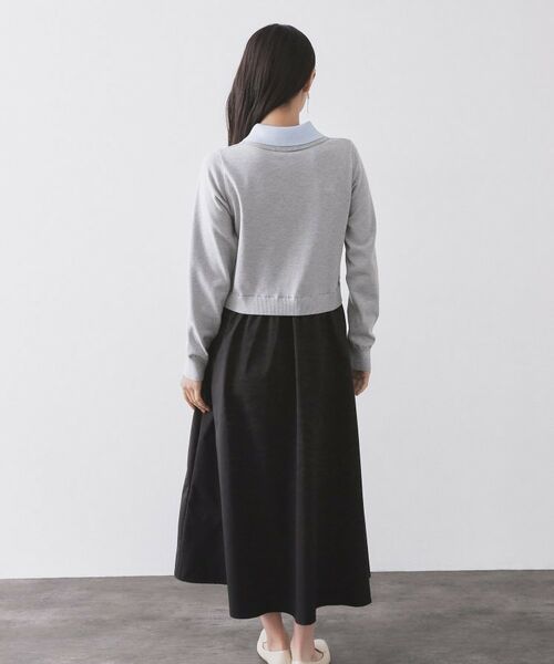 OPAQUE.CLIP / オペーク ドット クリップ ロング・マキシ丈ワンピース | ダブルポロ衿ニットドッキングワンピース【洗濯機OK】 | 詳細11