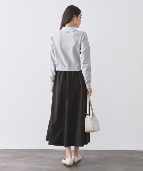 OPAQUE.CLIP / オペーク ドット クリップ ロング・マキシ丈ワンピース | ダブルポロ衿ニットドッキングワンピース【洗濯機OK】 | 詳細2