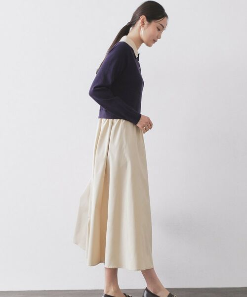 OPAQUE.CLIP / オペーク ドット クリップ ロング・マキシ丈ワンピース | ダブルポロ衿ニットドッキングワンピース【洗濯機OK】 | 詳細5