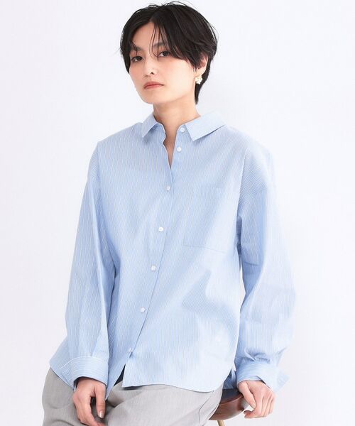 OPAQUE.CLIP / オペーク ドット クリップ シャツ・ブラウス | レギュラーカラーシャツ／ストライプアソート【洗濯機OK】（サックスブルー(390)）