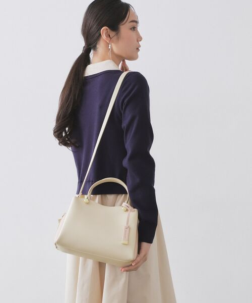OPAQUE.CLIP / オペーク ドット クリップ ショルダーバッグ | 【2WAY】バイカラーミドルボストンバッグ（アイボリー(504)）