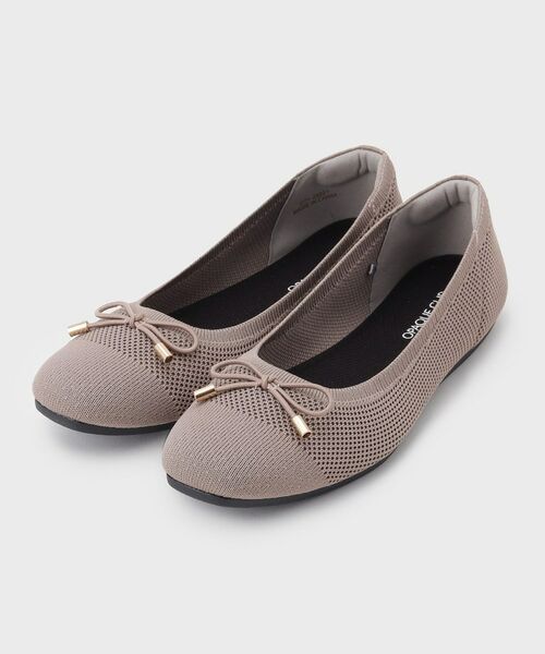 OPAQUE.CLIP / オペーク ドット クリップ フラットシューズ | 【抗菌防臭／軽量／マシンウォッシャブル】スクエアトゥメッシュニットバレエシューズ（グレージュ(050)）