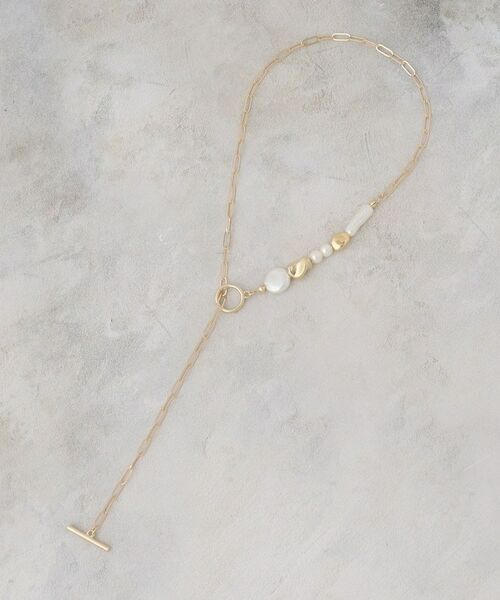 OPAQUE.CLIP / オペーク ドット クリップ ネックレス・ペンダント・チョーカー | パール調ビーズ×メタル チェーンネックレス（ゴールド(007)）