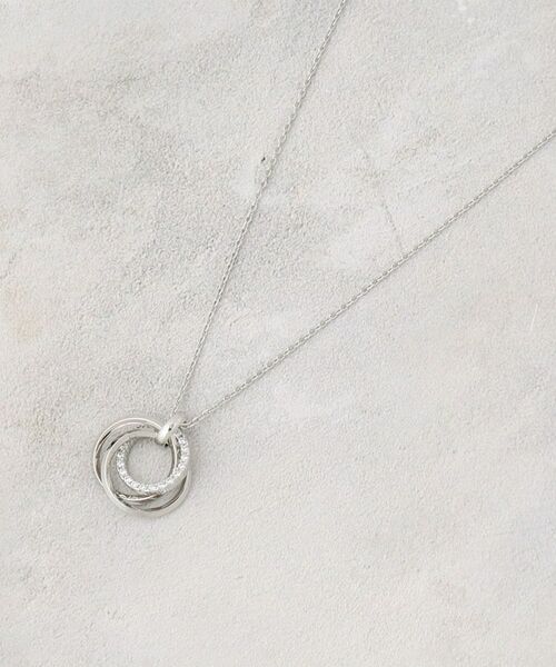 OPAQUE.CLIP / オペーク ドット クリップ ネックレス・ペンダント・チョーカー | メタル×ビジュー3連リング ネックレス（シルバー(006)）