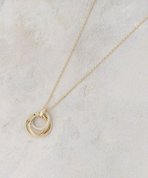 OPAQUE.CLIP / オペーク ドット クリップ ネックレス・ペンダント・チョーカー | メタル×ビジュー3連リング ネックレス（ゴールド(007)）