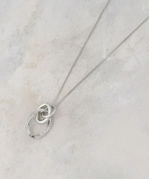 OPAQUE.CLIP / オペーク ドット クリップ ネックレス・ペンダント・チョーカー | メタルオーバル×2連リング ロングネックレス（シルバー(006)）