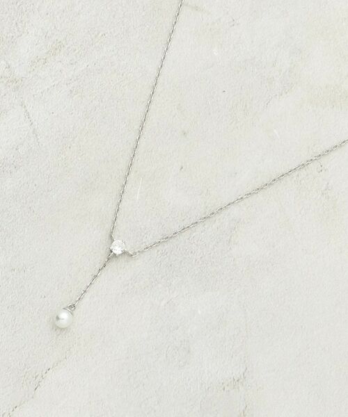 OPAQUE.CLIP / オペーク ドット クリップ ネックレス・ペンダント・チョーカー | 華奢ビジュー×フェイクパール ショートネックレス（シルバー(006)）