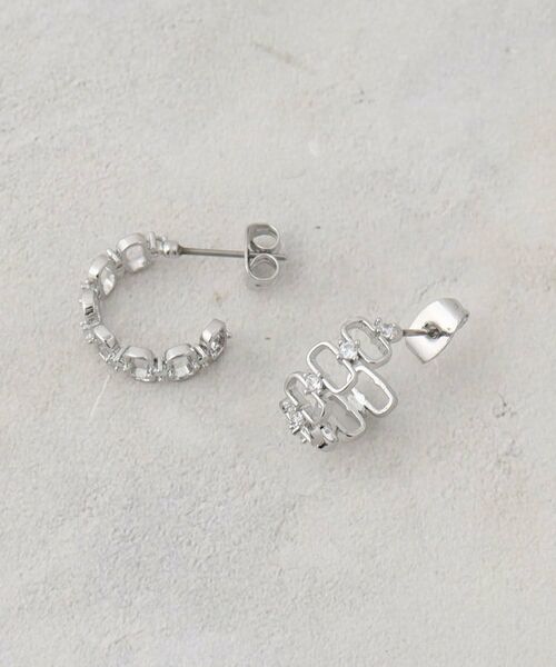 OPAQUE.CLIP / オペーク ドット クリップ ピアス・イヤリング | メタル×キュービックサークルピアス（シルバー(006)）