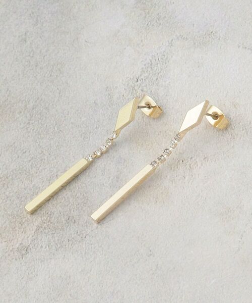 OPAQUE.CLIP / オペーク ドット クリップ ピアス・イヤリング | ダイヤシェイプメタル×ビジュー ピアス（ゴールド(007)）