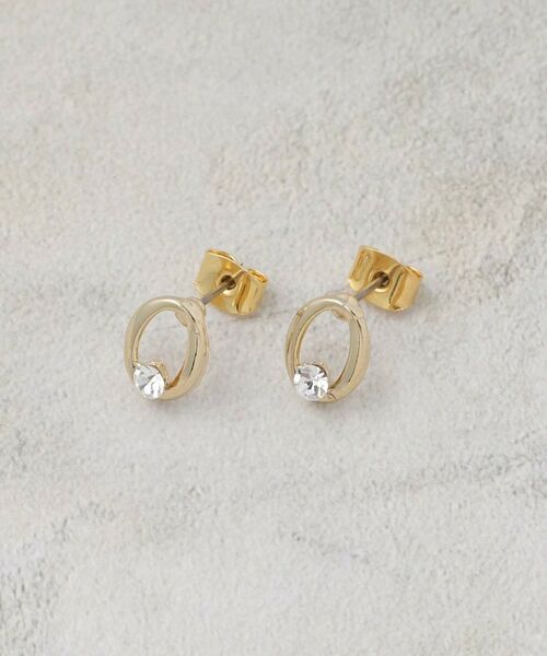 OPAQUE.CLIP / オペーク ドット クリップ ピアス・イヤリング | オーバルメタル×ビジューミニピアス | 詳細1