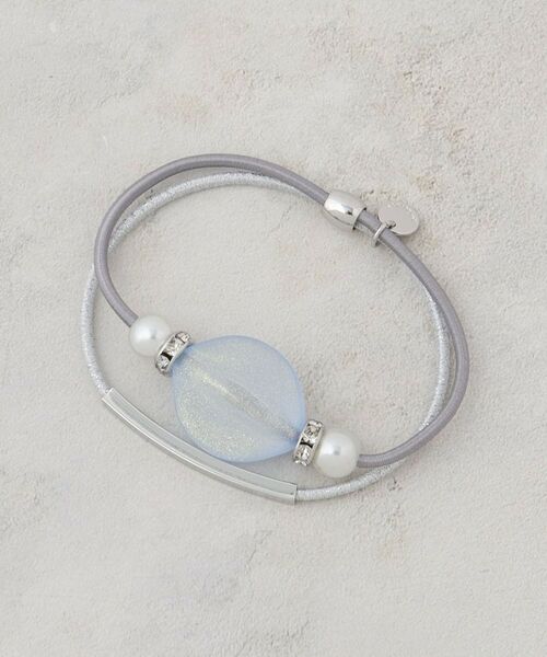 OPAQUE.CLIP / オペーク ドット クリップ ヘアアクセサリー | クリアラメビーズ2連ゴム（グレー(012)）