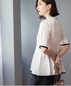 OPAQUE.CLIP / オペーク ドット クリップ ニット・セーター | 配色ライン ペプラムニット