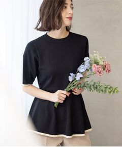 OPAQUE.CLIP / オペーク ドット クリップ ニット・セーター | 配色ライン ペプラムニット