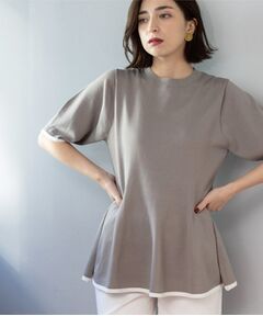 OPAQUE.CLIP / オペーク ドット クリップ ニット・セーター | 配色ライン ペプラムニット