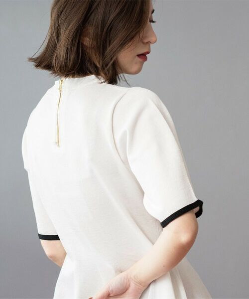 OPAQUE.CLIP / オペーク ドット クリップ ニット・セーター | 配色ライン ペプラムニット | 詳細1