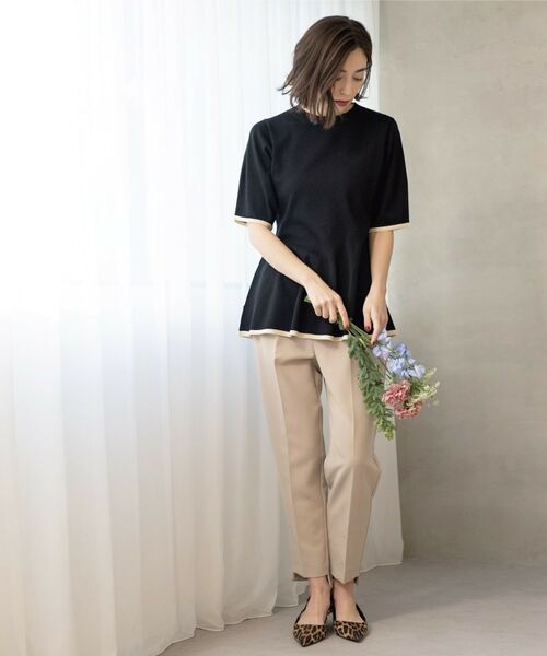 OPAQUE.CLIP / オペーク ドット クリップ ニット・セーター | 配色ライン ペプラムニット | 詳細12