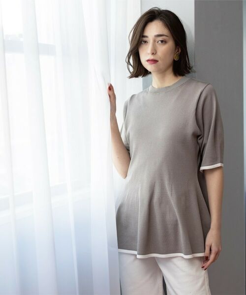 OPAQUE.CLIP / オペーク ドット クリップ ニット・セーター | 配色ライン ペプラムニット | 詳細14