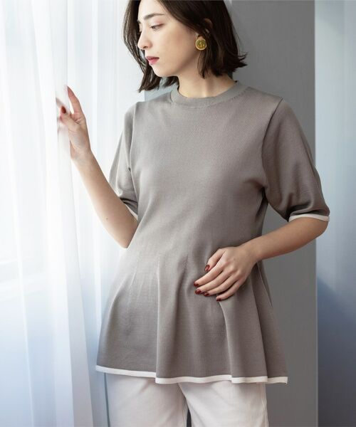 OPAQUE.CLIP / オペーク ドット クリップ ニット・セーター | 配色ライン ペプラムニット | 詳細16