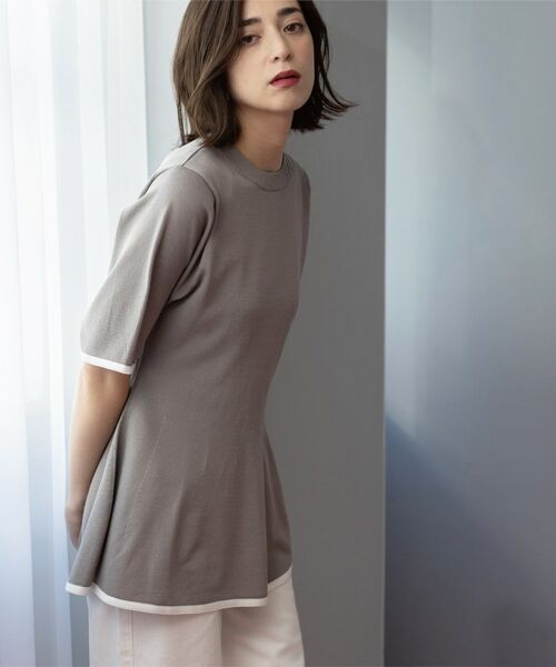 OPAQUE.CLIP / オペーク ドット クリップ ニット・セーター | 配色ライン ペプラムニット | 詳細17