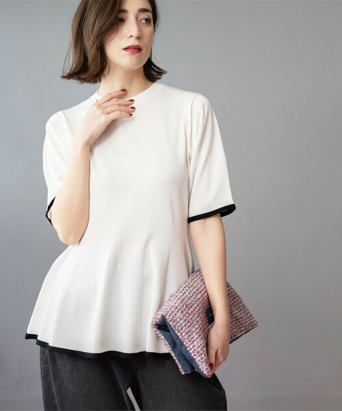 OPAQUE.CLIP / オペーク ドット クリップ ニット・セーター | 配色ライン ペプラムニット | 詳細2