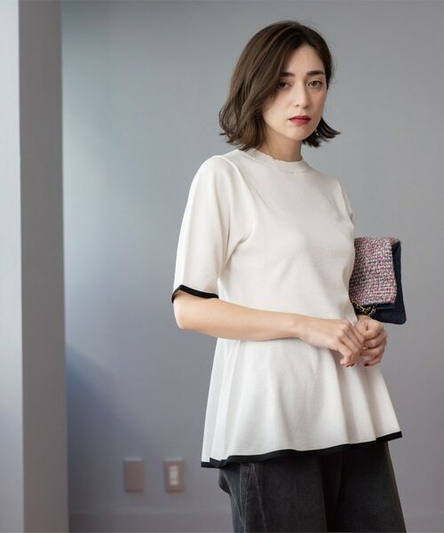 OPAQUE.CLIP / オペーク ドット クリップ ニット・セーター | 配色ライン ペプラムニット | 詳細4