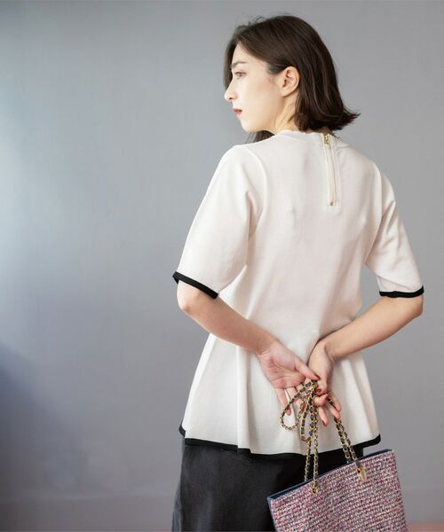 OPAQUE.CLIP / オペーク ドット クリップ ニット・セーター | 配色ライン ペプラムニット | 詳細5