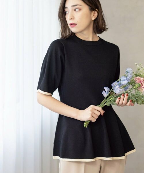 OPAQUE.CLIP / オペーク ドット クリップ ニット・セーター | 配色ライン ペプラムニット | 詳細7