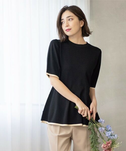 OPAQUE.CLIP / オペーク ドット クリップ ニット・セーター | 配色ライン ペプラムニット | 詳細9