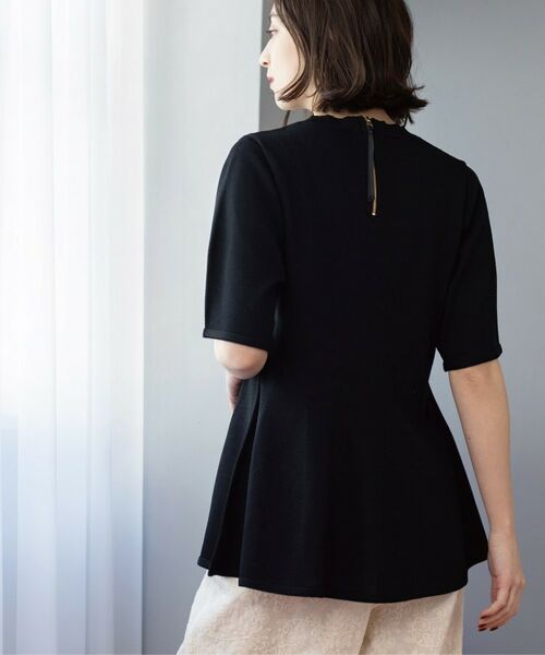 OPAQUE.CLIP / オペーク ドット クリップ ニット・セーター | 配色ライン ペプラムニット(ブラック(019))