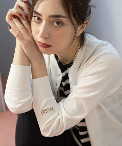 OPAQUE.CLIP / オペーク ドット クリップ カーディガン・ボレロ | 多ボタン 袖口刺繍クルーネックカーディガン | 詳細1