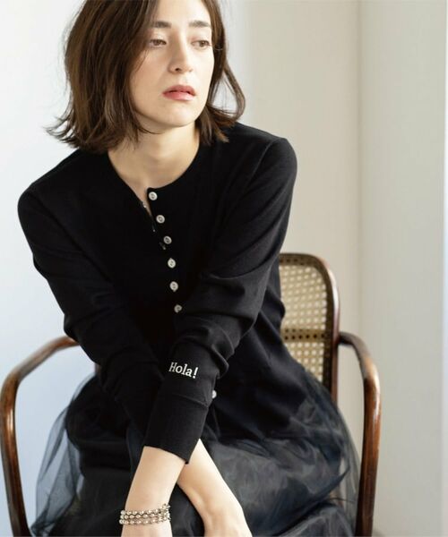 OPAQUE.CLIP / オペーク ドット クリップ カーディガン・ボレロ | 多ボタン 袖口刺繍クルーネックカーディガン | 詳細12