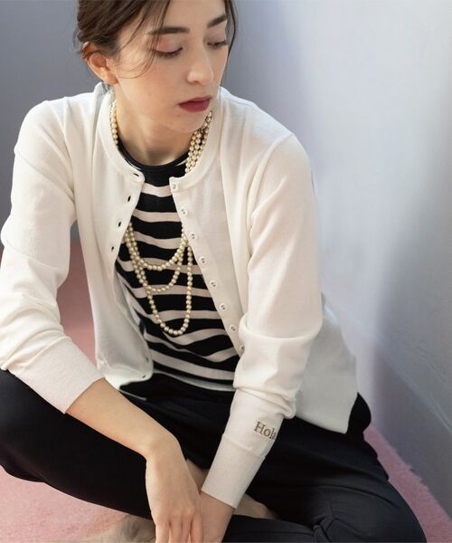 OPAQUE.CLIP / オペーク ドット クリップ カーディガン・ボレロ | 多ボタン 袖口刺繍クルーネックカーディガン | 詳細2