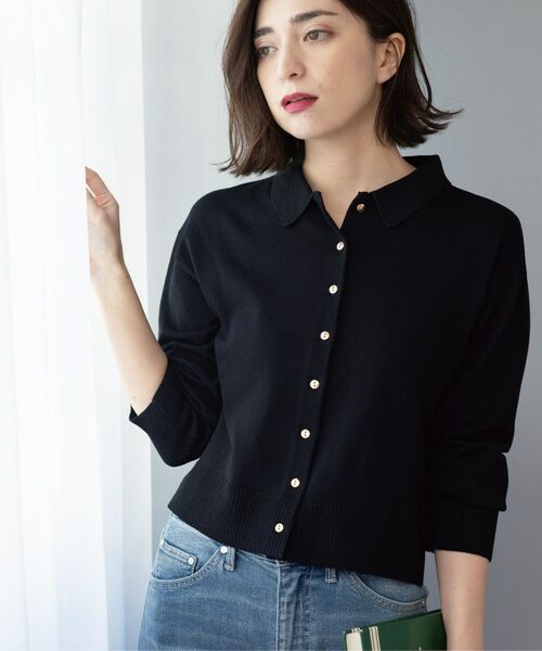 OPAQUE.CLIP / オペーク ドット クリップ カーディガン・ボレロ | ポロネックカーディガン（ブラック(019)）