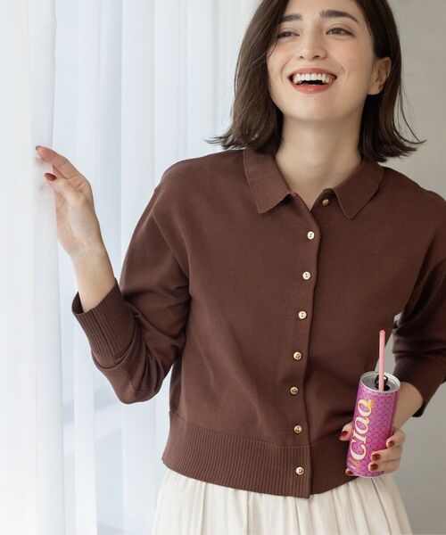 OPAQUE.CLIP / オペーク ドット クリップ カーディガン・ボレロ | ポロネックカーディガン（ブラウン(044)）