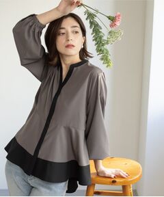 OPAQUE.CLIP / オペーク ドット クリップ シャツ・ブラウス | バイカラーアソート ペプラム前あきブラウス