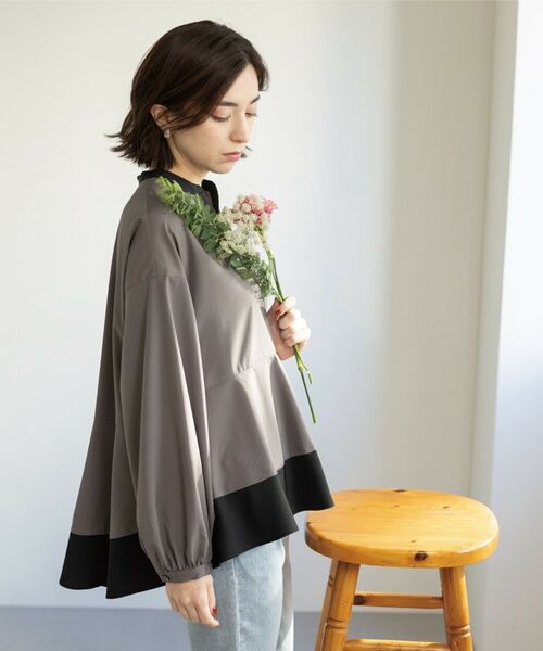 OPAQUE.CLIP / オペーク ドット クリップ シャツ・ブラウス | バイカラーアソート ペプラム前あきブラウス | 詳細14