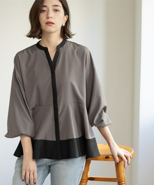 OPAQUE.CLIP / オペーク ドット クリップ シャツ・ブラウス | バイカラーアソート ペプラム前あきブラウス | 詳細16