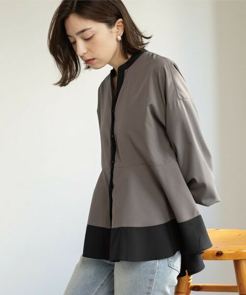 OPAQUE.CLIP / オペーク ドット クリップ シャツ・ブラウス | バイカラーアソート ペプラム前あきブラウス | 詳細19