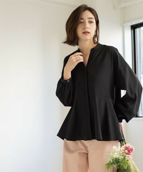 OPAQUE.CLIP / オペーク ドット クリップ シャツ・ブラウス | バイカラーアソート ペプラム前あきブラウス | 詳細2