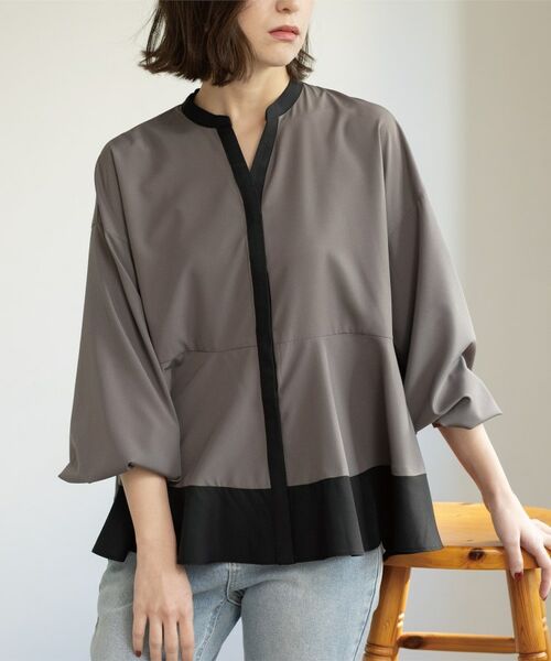 OPAQUE.CLIP / オペーク ドット クリップ シャツ・ブラウス | バイカラーアソート ペプラム前あきブラウス | 詳細20