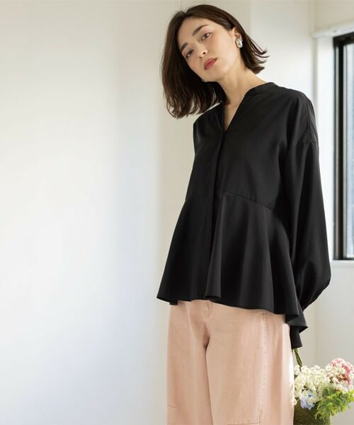 OPAQUE.CLIP / オペーク ドット クリップ シャツ・ブラウス | バイカラーアソート ペプラム前あきブラウス | 詳細5