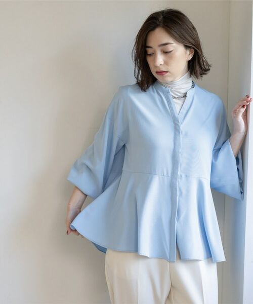 OPAQUE.CLIP / オペーク ドット クリップ シャツ・ブラウス | バイカラーアソート ペプラム前あきブラウス | 詳細9