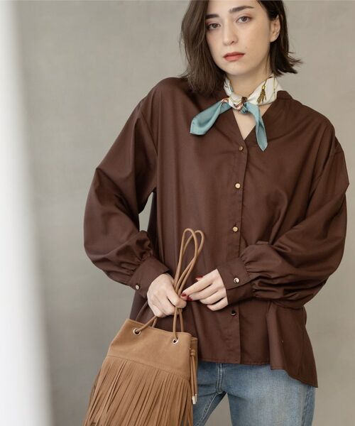 OPAQUE.CLIP / オペーク ドット クリップ シャツ・ブラウス | 前あき後ろフレアブラウス(ブラウン(044))