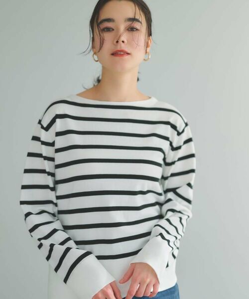 OPAQUE.CLIP / オペーク ドット クリップ ニット・セーター | UV リラクシーボートネックニット／オーガニックコットン混【洗濯機OK】《5col》 | 詳細28